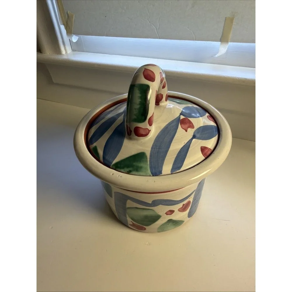 Vintage‎ Stanley Mace Andersen Ceramic Lidded Jar Pot Hand Painted Floral Design